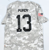 Brock Purdy Autographed 49ers Salute to Service Nike Game Jersey - Beckett W XL