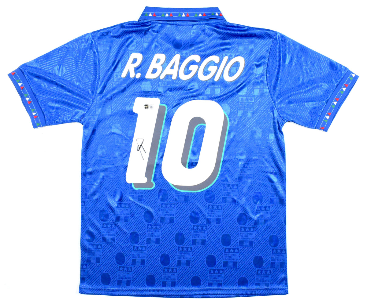 Roberto Baggio Autographed Italy Home Soccer Jersey #10 - Beckett *L