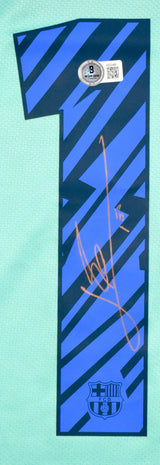 Lionel Messi Autographed Barcelona Green Frost Soccer Jersey #10 - Beckett *L