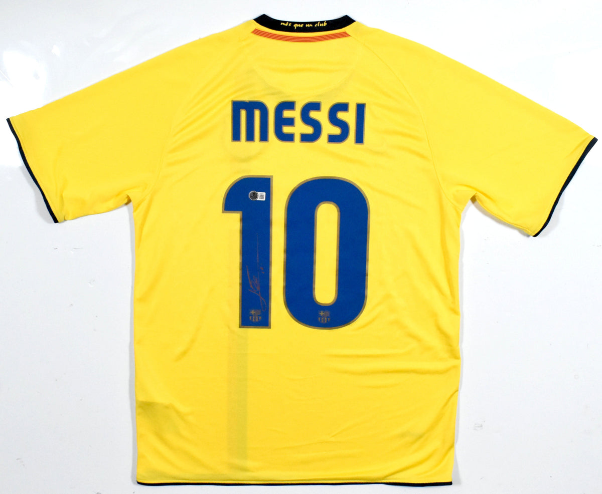 Lionel Messi Autographed Barcelona Yellow Soccer Jersey #10 - Beckett *L