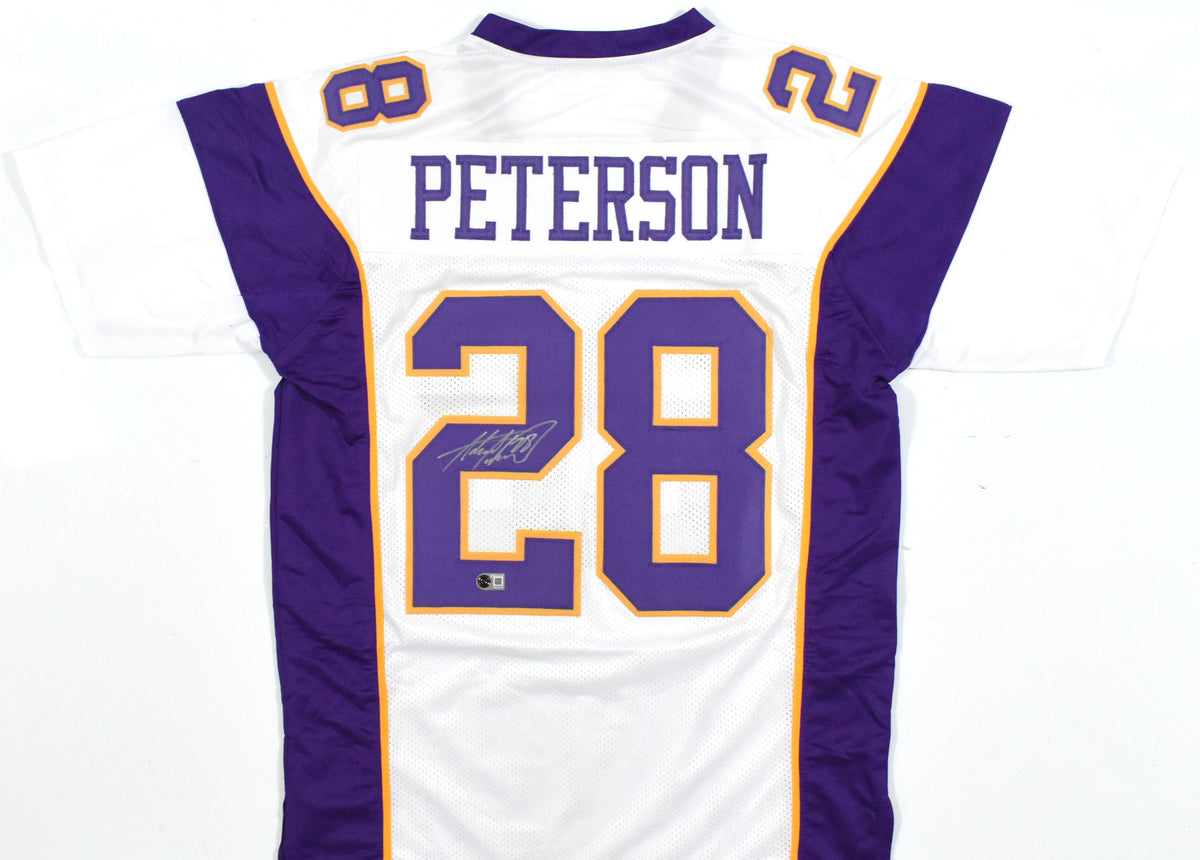 Adrian Peterson Autographed White Pro Style Jersey - Beckett W Hologram
