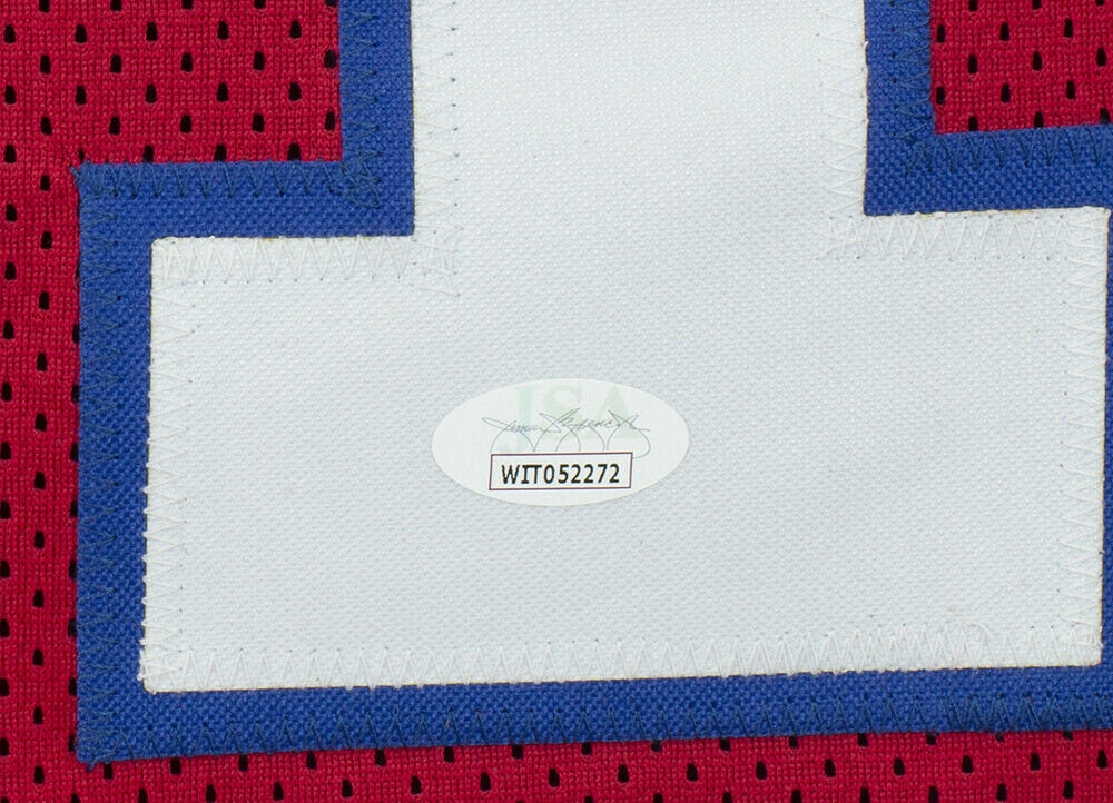 Steve Grogan New England Signed Red Football Jersey JSA Hologram