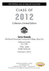 Cortez Kennedy Autographed Goal Line Art Postcard Seattle Seahawks MCS Holo Stock #110754