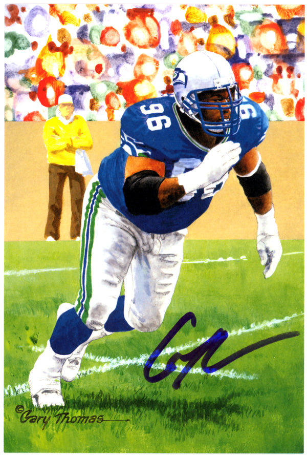 Cortez Kennedy Autographed Goal Line Art Postcard Seattle Seahawks MCS Holo Stock #110754