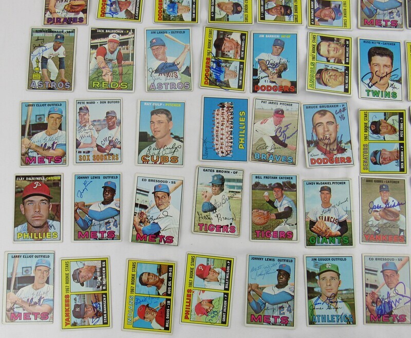 Lot of 77 1967 Signed Topps Baseball Cards Ken Berry Jay Johnstone Joe Coleman +more