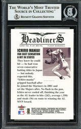 Ichiro Suzuki Autographed 2002 Fleer Headliners Card #5 Seattle Mariners Beckett BAS #12668205