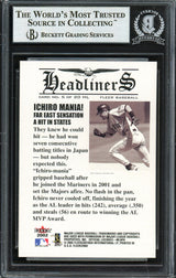 Ichiro Suzuki Autographed 2002 Fleer Headliners Card #5 Seattle Mariners Beckett BAS #12668206