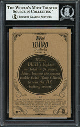 Ichiro Suzuki Autographed 2002 Topps 206 Card #22 Seattle Mariners Beckett BAS Stock #191245