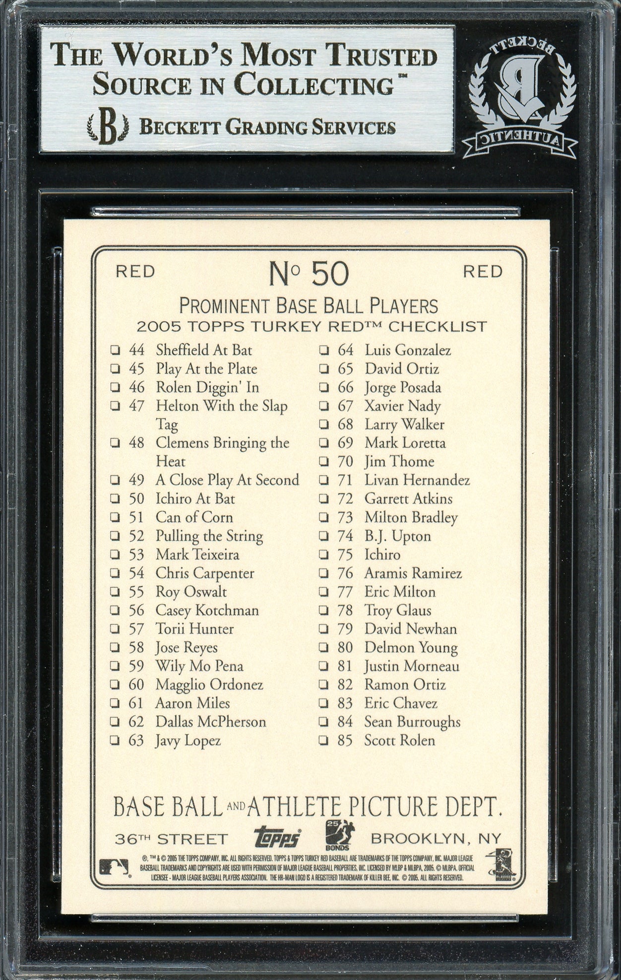 Ichiro Suzuki Autographed 2005 Topps Turkey Red Card #50 Seattle Mariners Beckett BAS #12668596