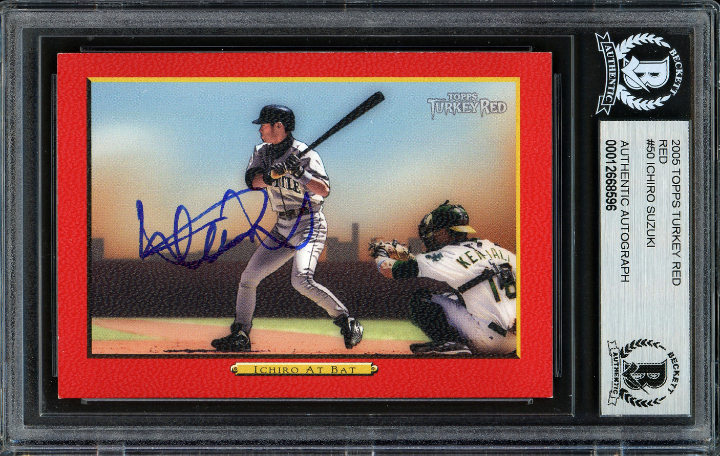 Ichiro Suzuki Autographed 2005 Topps Turkey Red Card #50 Seattle Mariners Beckett BAS #12668596