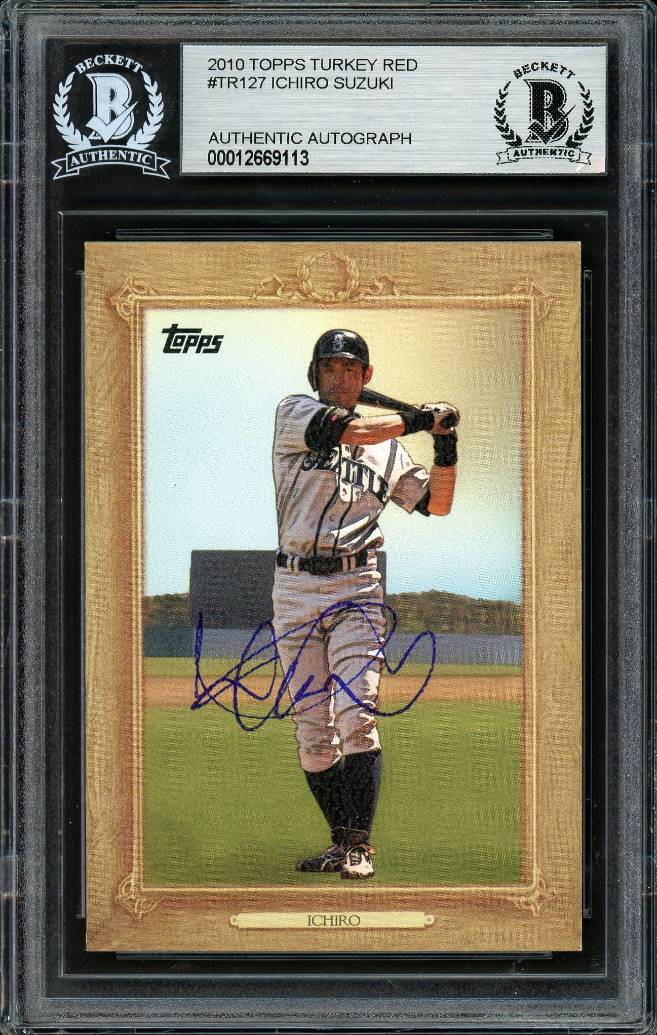 Ichiro Suzuki Autographed 2010 Topps Turkey Red Card #TR127 Seattle Mariners Beckett BAS #12669113