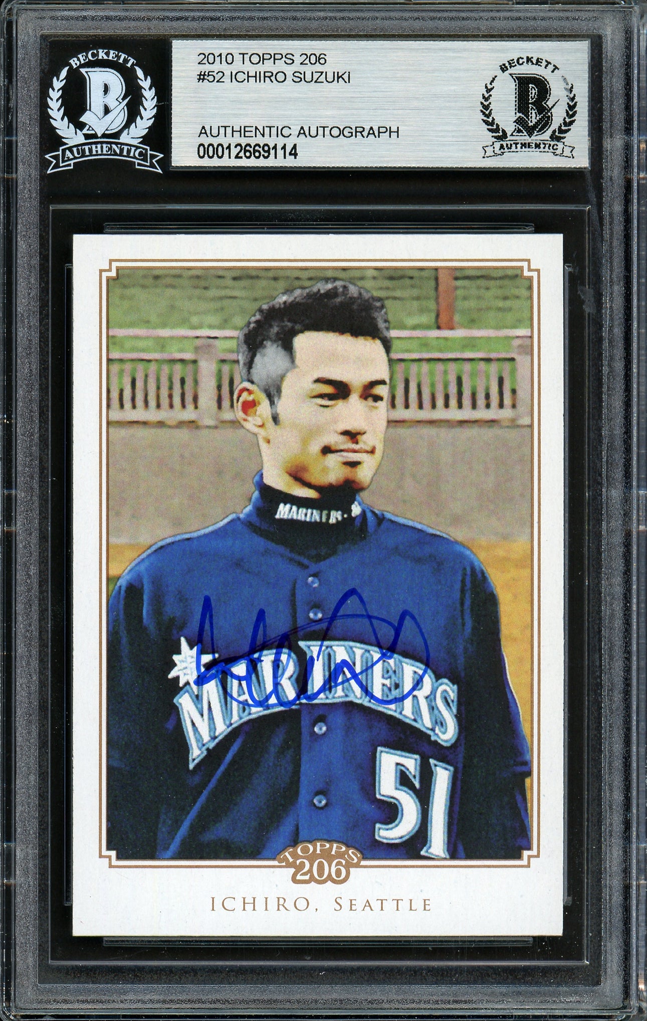 Ichiro Suzuki Autographed 2010 Topps 206 Card #52 Seattle Mariners Beckett BAS #12669114