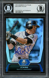 Ichiro Suzuki Autographed 2012 Bowman Platinum Card #8 Seattle Mariners Beckett BAS Stock #191343
