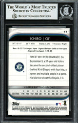 Ichiro Suzuki Autographed 2012 Topps Finest Card #11 Seattle Mariners Beckett BAS Stock #191344