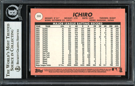 Ichiro Suzuki Autographed 2018 Topps Heritage Card #300 Miami Marlins Beckett BAS #12668056