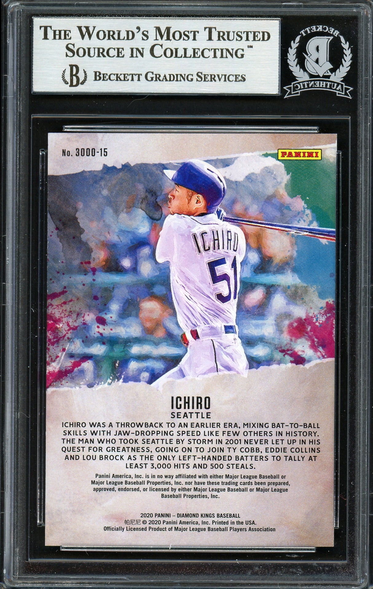 Ichiro Suzuki Autographed 2020 Panini Diamond Kings 3000 Card #3000-15 Seattle Mariners Beckett BAS #12668078
