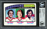 Bob Gainey, Doug Jarvis & Jim Roberts Autographed 1976-77 Topps Card #217 Montreal Canadiens Beckett BAS #12666691