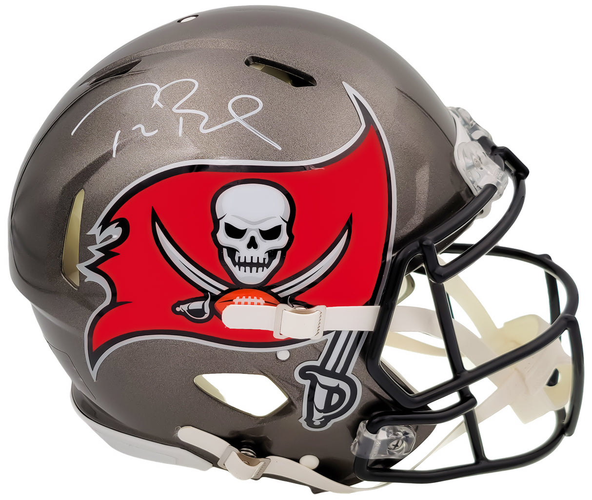 Tom Brady Autographed Tampa Bay Buccaneers Gray Full Size Authentic Speed Helmet Fanatics Holo Stock #202344