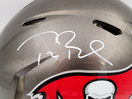 Tom Brady Autographed Tampa Bay Buccaneers Gray Full Size Authentic Speed Helmet Fanatics Holo Stock #202344