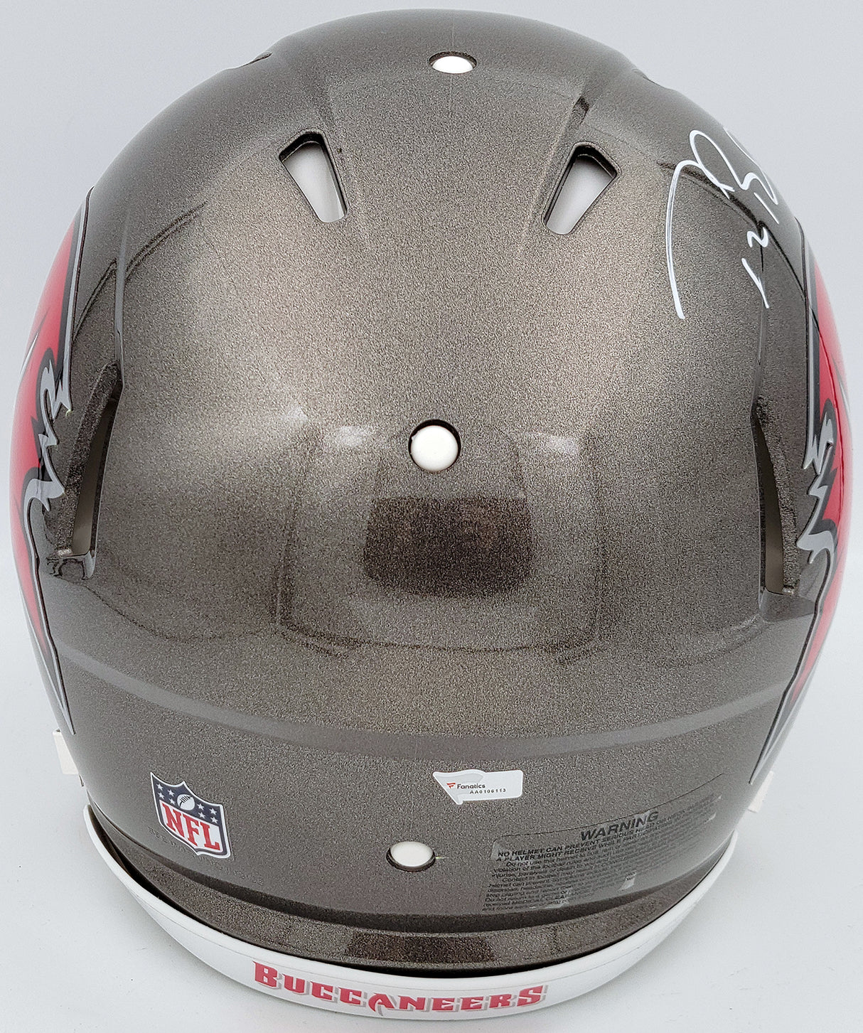 Tom Brady Autographed Tampa Bay Buccaneers Gray Full Size Authentic Speed Helmet Fanatics Holo Stock #202344