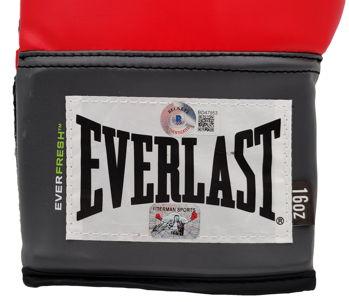 Mike Tyson Autographed Red Everlast Everfresh Boxing Glove Left Hand In Silver Beckett BAS Stock #202298