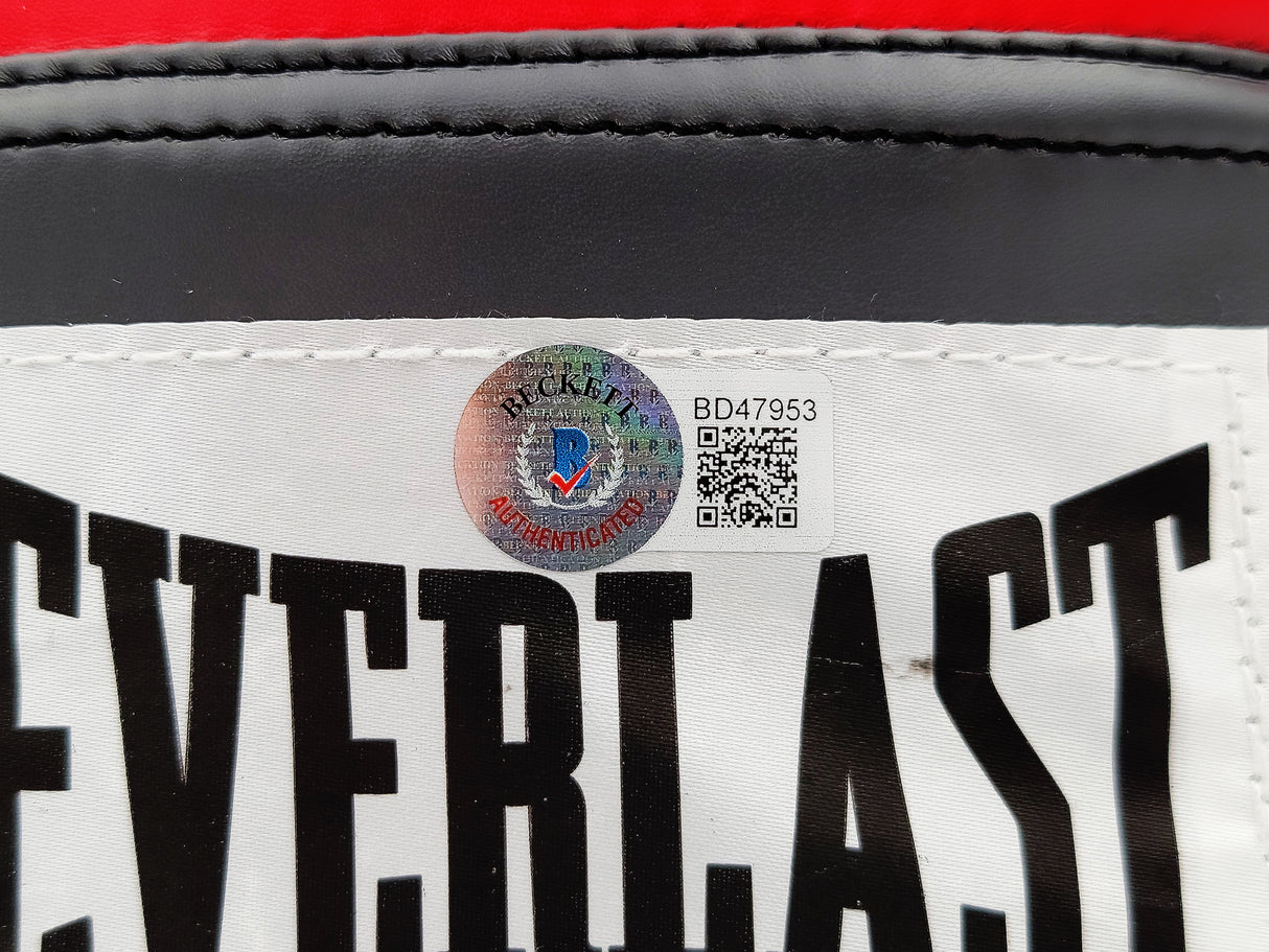 Mike Tyson Autographed Red Everlast Everfresh Boxing Glove Left Hand In Silver Beckett BAS Stock #202298