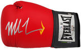 Mike Tyson Autographed Red Everlast Everfresh Boxing Glove (Left Handed LH, Silver) Beckett BAS Stock #202299