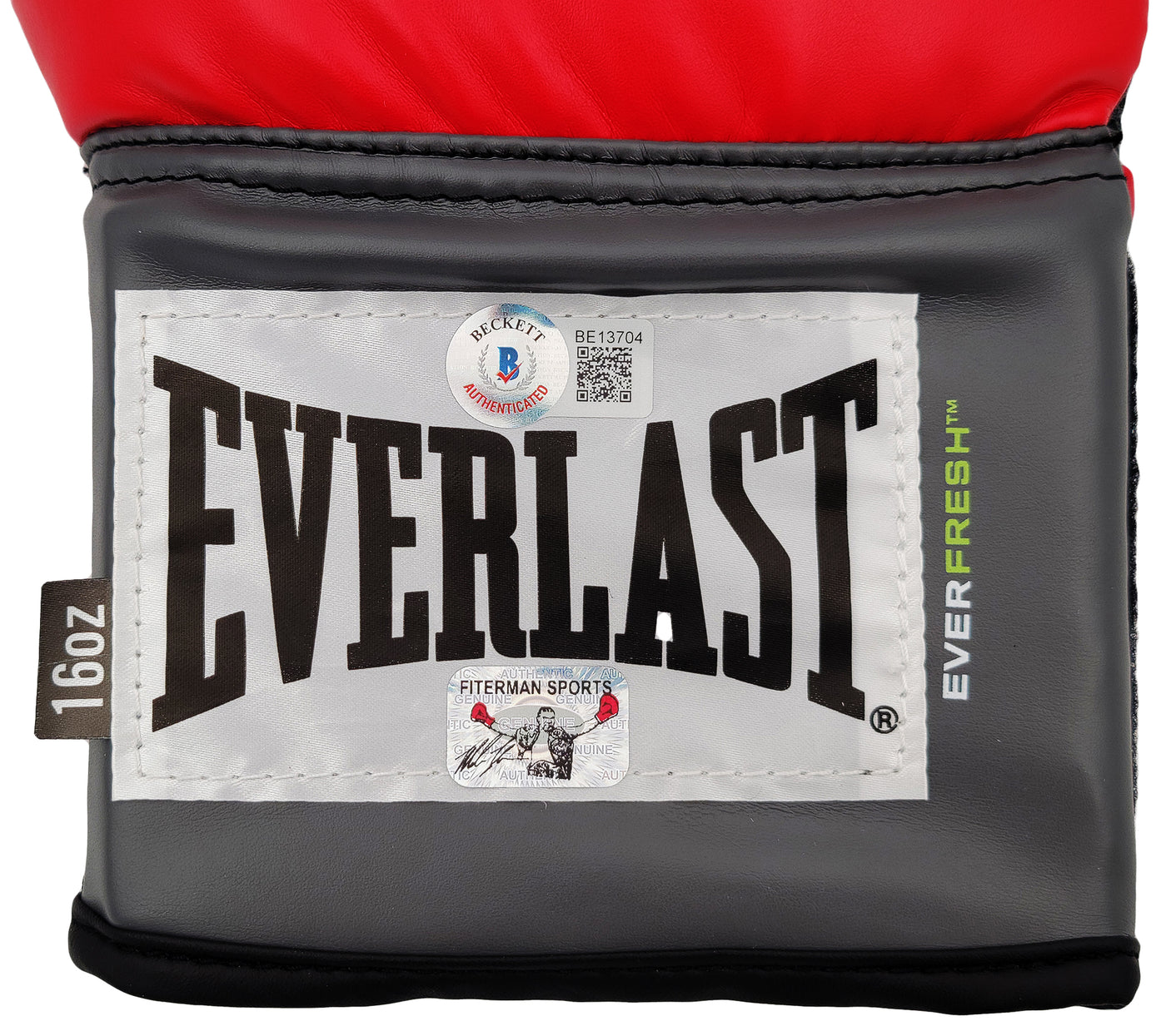 Mike Tyson Autographed Red Everlast Everfresh Boxing Glove Right Hand In Silver Beckett BAS Stock #202301