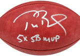 Tom Brady Autographed Official NFL Leather Football Tampa Bay Buccaneers "5x SB MVP" Fanatics Holo Stock #202366