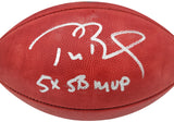 Tom Brady Autographed Official NFL Leather Football New England Patriots "5x SB MVP" Fanatics Holo Stock #202366