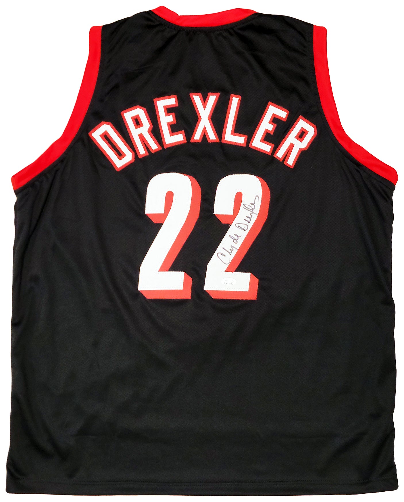 Portland Trailblazers Clyde Drexler Autographed Black Jersey The Glide JSA Stock #202352