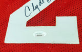 Houston Rockets Clyde Drexler Autographed Red Jersey The Glide JSA Stock #202350