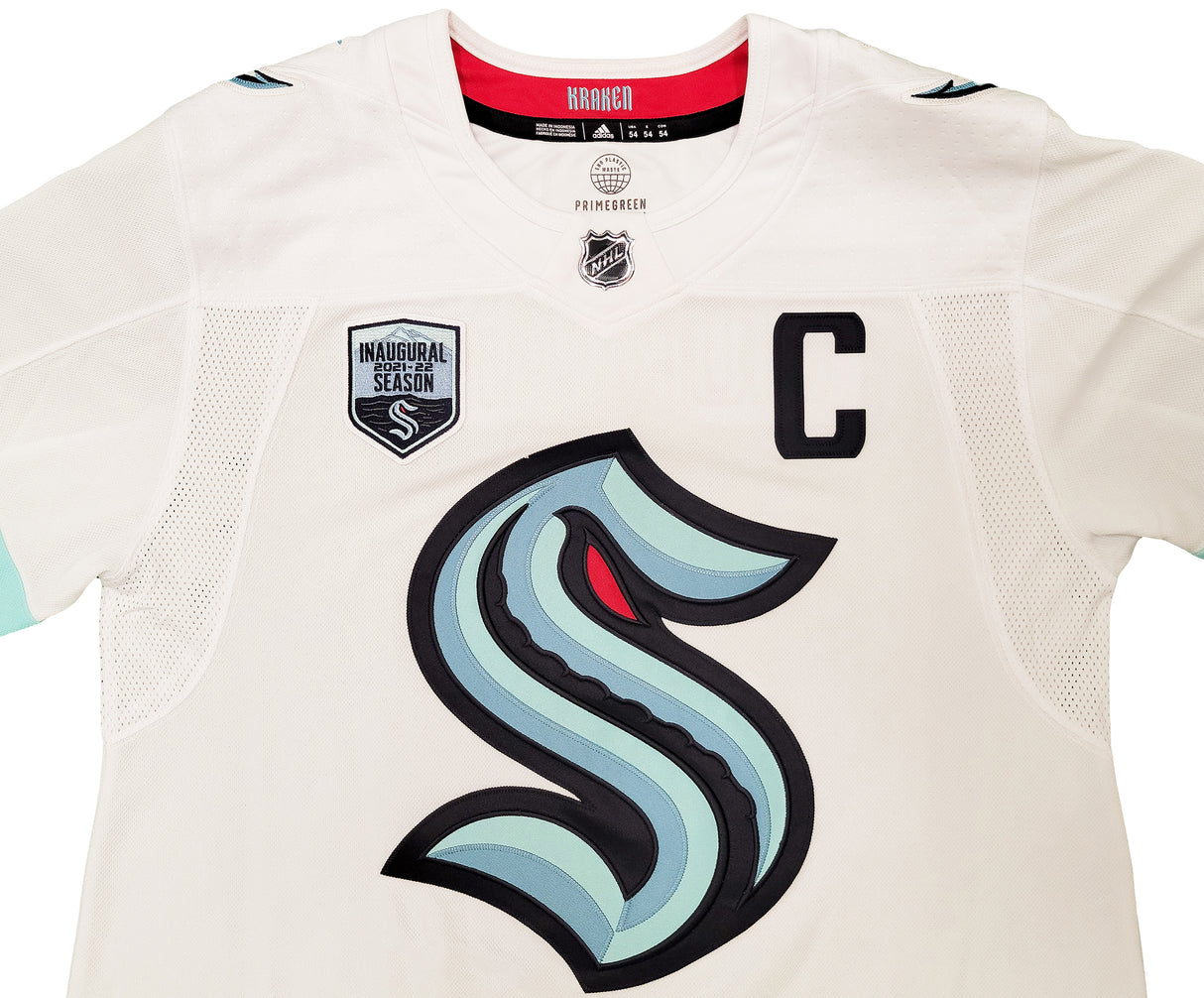 Seattle Kraken Mark Giordano Autographed White Adidas Authentic Jersey Size 54 Inaugural Season & Captain Patch "1st Sea Captain" Fanatics Holo Stock #202337