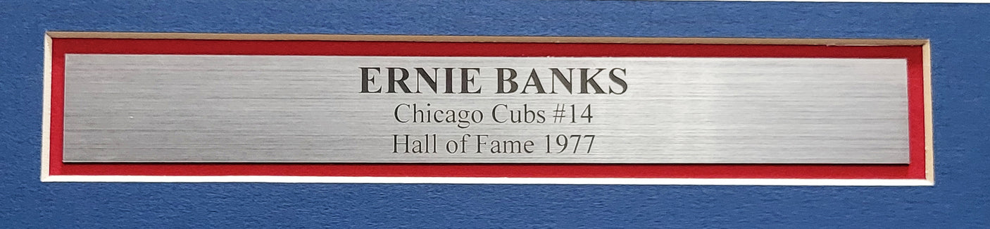 Chicago Cubs Ernie Banks Autographed Framed Gray Jersey Beckett BAS Stock #202411