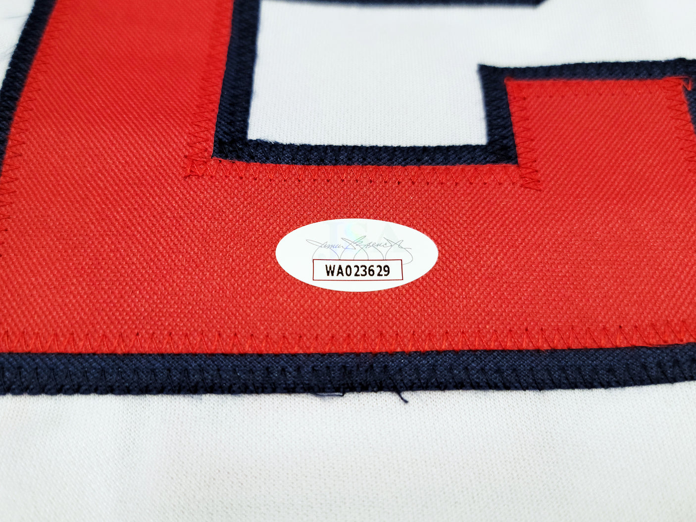Atlanta Braves Dave Justice Autographed White Jersey A-Town JSA Stock #202343