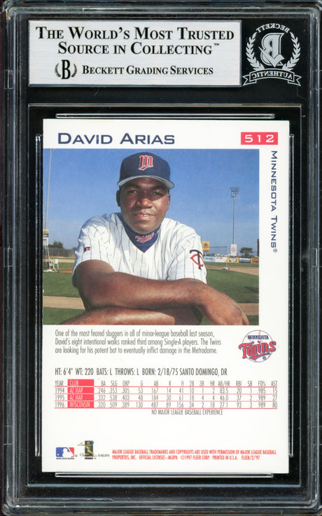 David Ortiz Autographed 1997 Fleer Rookie Card #512 Boston Red Sox Beckett BAS #14066099