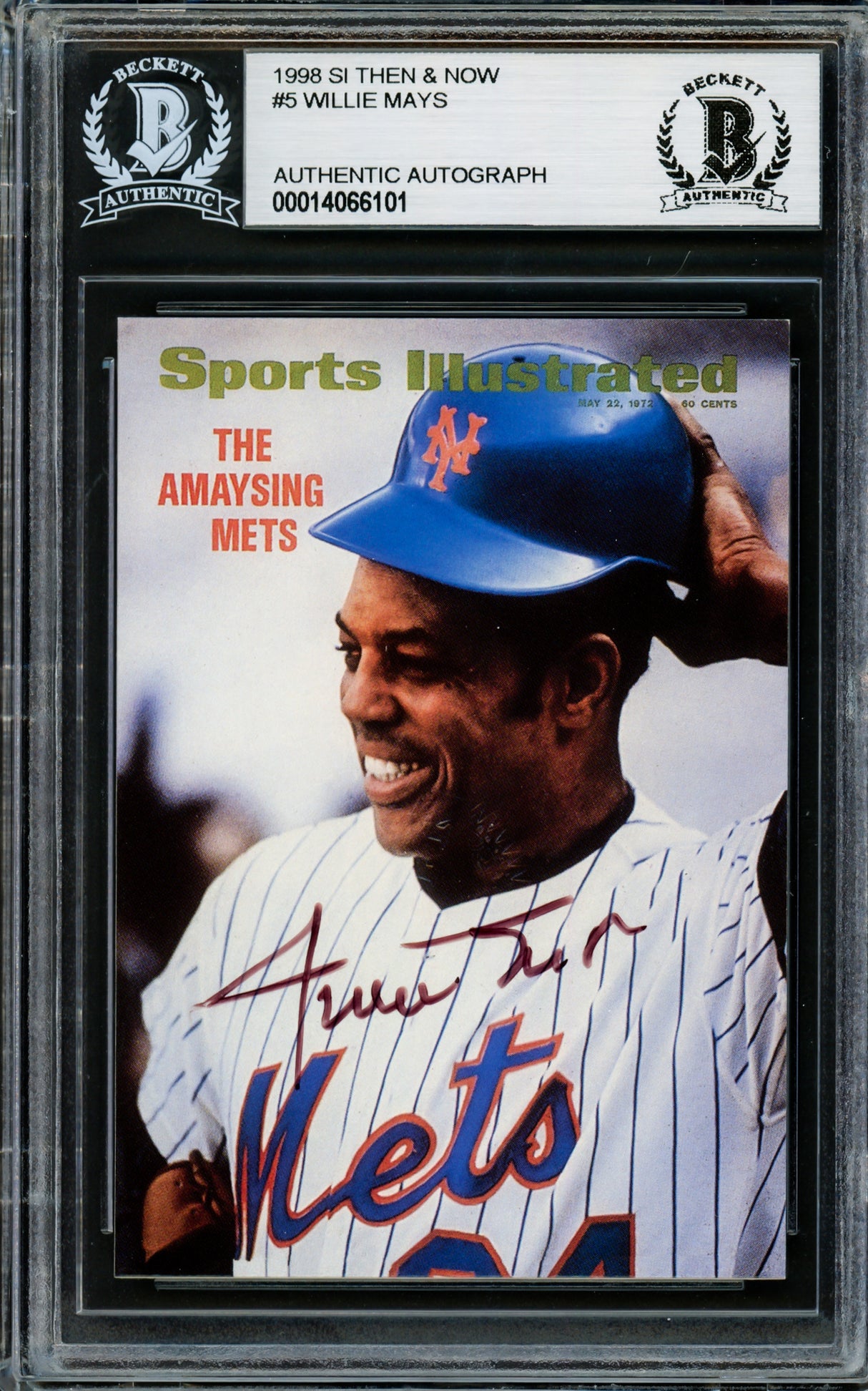 Willie Mays Autographed 1998 Fleer Sports Illustrated Card #5 New York Mets #/250 Beckett BAS #14066101