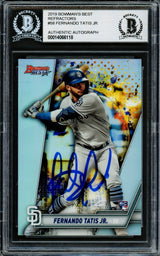 Fernando Tatis Jr. Autographed 2019 Bowman's Best Refractor Rookie Card #58 San Diego Padres Beckett BAS #14066118