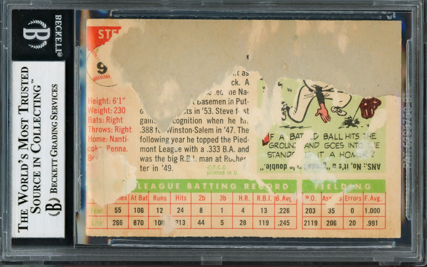 Steve Bilko Autographed 1955 Topps Card #93 Chicago Cubs Beckett BAS #14066528