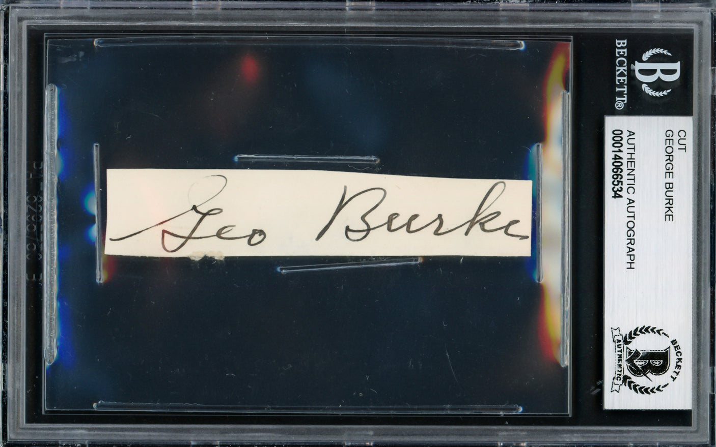 George Burke Autographed .75x3 Cut MLB Photographer Died In 1951 Beckett BAS #14066534