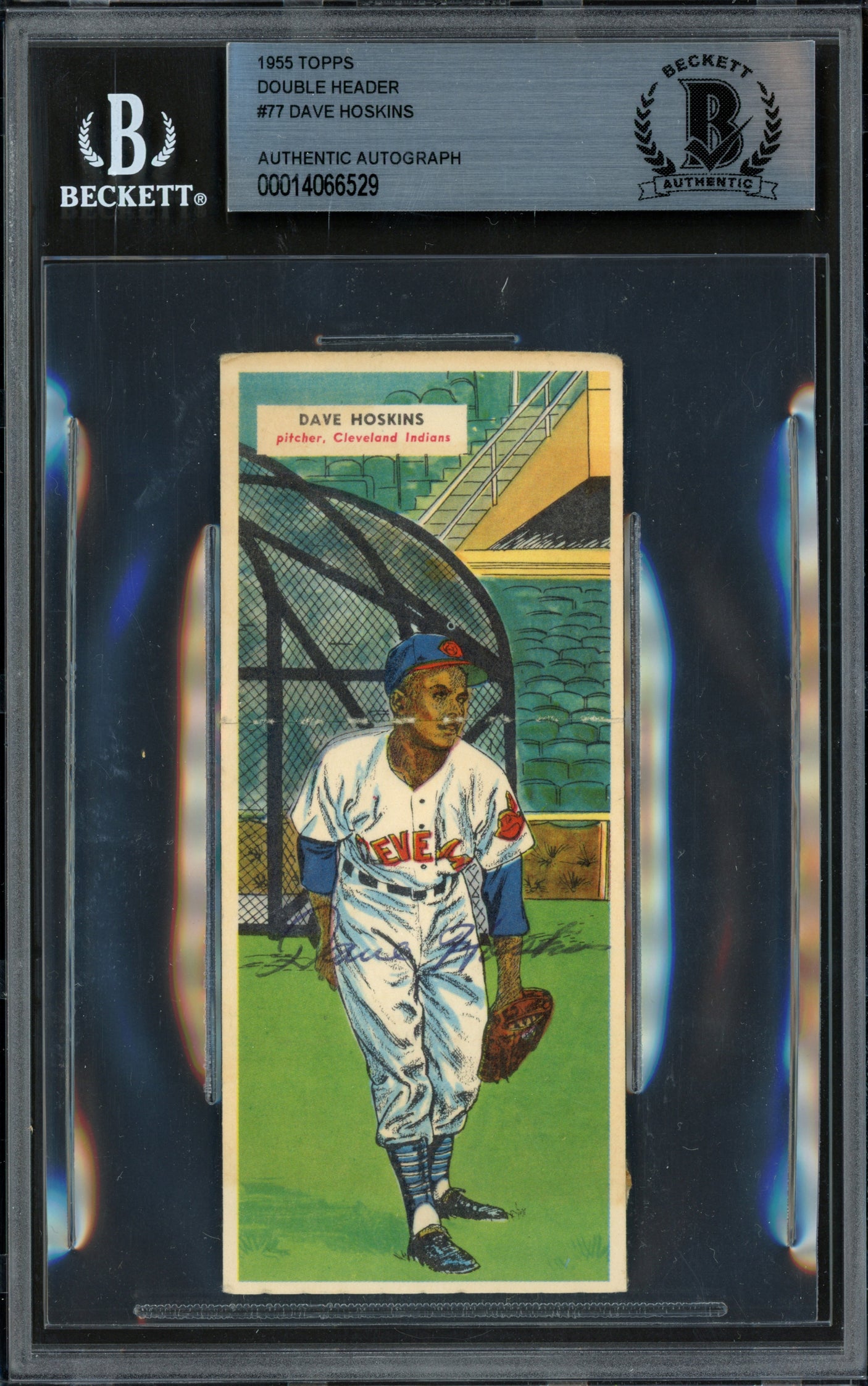 Dave Hoskins Autographed 1955 Topps Double Header Card #77 Cleveland Indians Died 1970 Beckett BAS #14066529