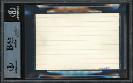 Hank Aaron Autographed 3x4.5 Index Card Atlanta Braves Vintage 1960's Signature Beckett BAS #14066539