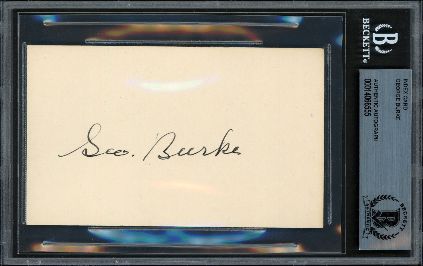 George Burke Autographed 3x5 Index Card MLB Photographer Died 1951 Beckett BAS #14066555