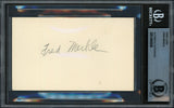 Fred Merkle Autographed 3x5 Index Card NY San Francisco Giants, Chicago Cubs Beckett BAS #14066606