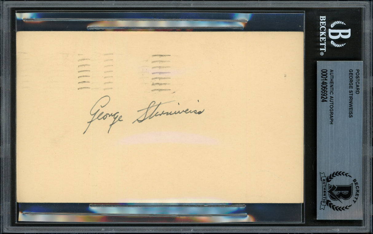 George Stirnweiss Autographed 3.25x5.5 Government Postcard New York Yankees Beckett BAS #14066924