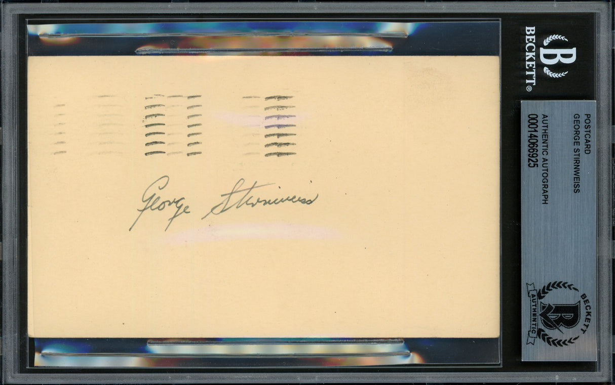 George Stirnweiss Autographed 3.25x5.5 Government Postcard New York Yankees Beckett BAS #14066925