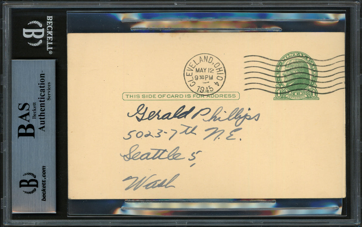 George Stirnweiss Autographed 3.25x5.5 Government Postcard New York Yankees Beckett BAS #14066925