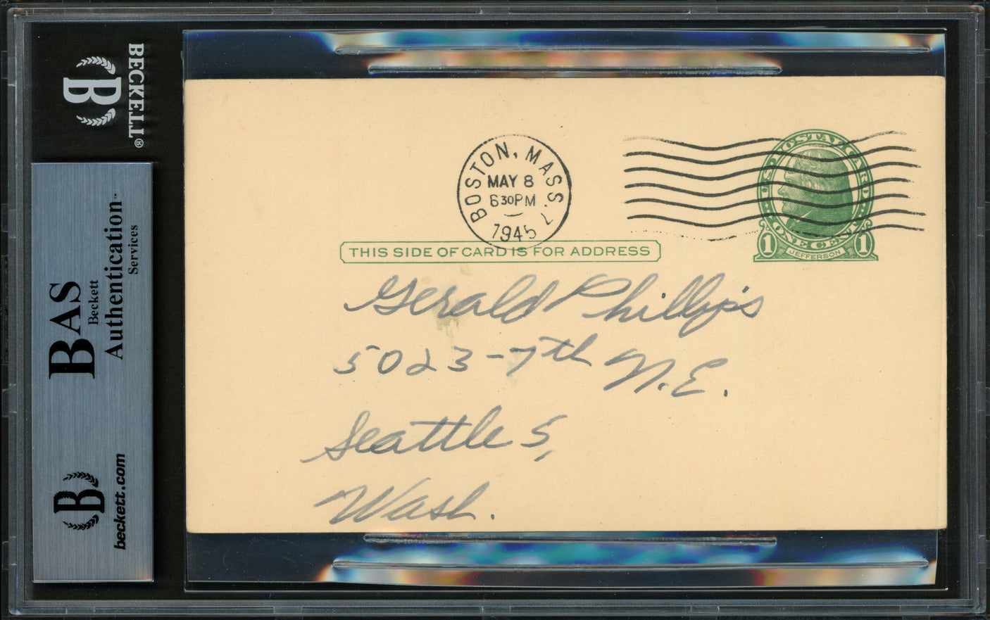 Larry Woodall Autographed 3.25x5.5 Government Postcard Detroit Tigers Beckett BAS #14066927