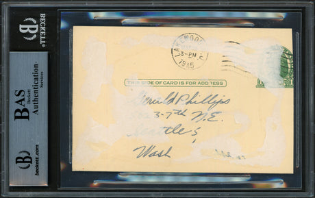 Phil Weintraub Autographed 3.25x5.5 Government Postcard New York Giants Beckett BAS #14066936