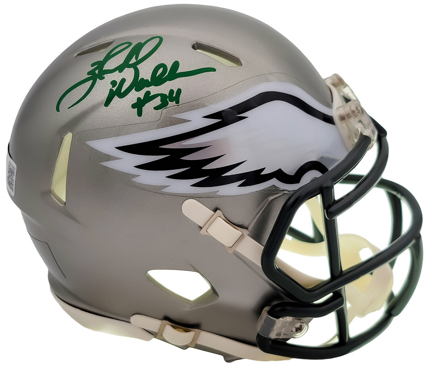 Herschel Walker Autographed Philadelphia Eagles Flash Silver Speed Mini Helmet Beckett BAS QR Stock #202147